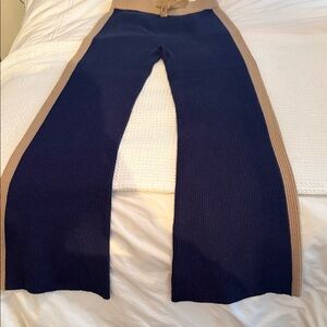 Wide Leg Navy and Tan Pants